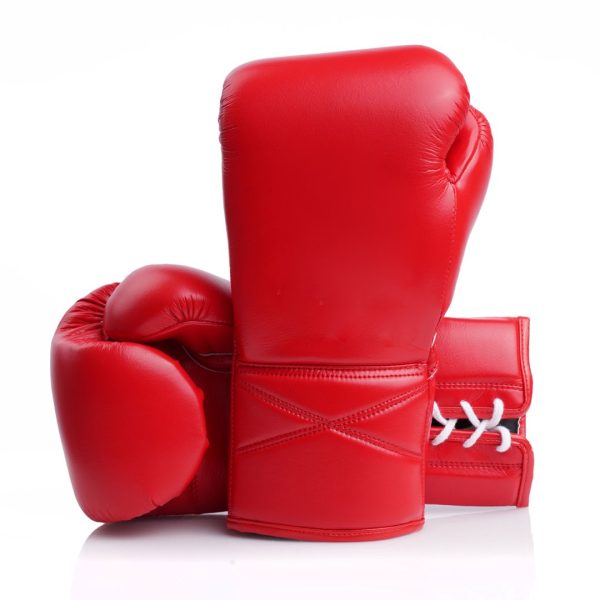 Red-PU-Lace-up-Boxing-Gloves