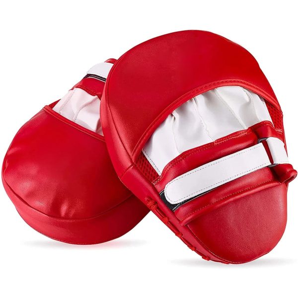 Red white kickboxing mitts