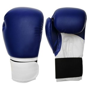 Navy blue white boxing gloves